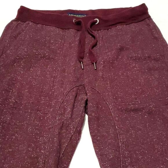 Aeropostale Burgundy College Comfy Athleisure Loungewear Sweat Joggers - Picture 2 of 11